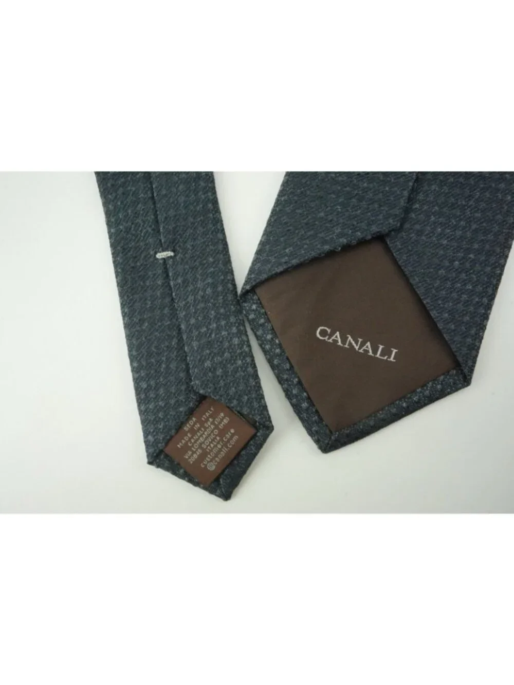 Canali Gray Denim Woven Polka Dot 100% Silk Tie Brand New With Tags
